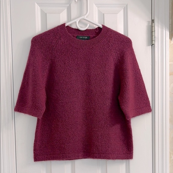 Ann Taylor Burgundy Scoop Neck Sweater with Half Sleeves and Beautiful Tone. NWT - Picture 1 of 8
